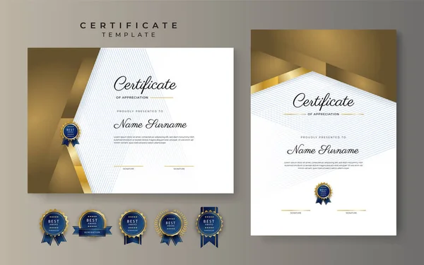 Premium Gold Certificate Achievement Border Template Luxury Badge Modern Line - Stok Vektor