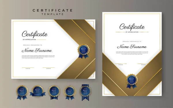 Premium Gold Certificate Achievement Border Template Luxury Badge Modern Line — Archivo Imágenes Vectoriales