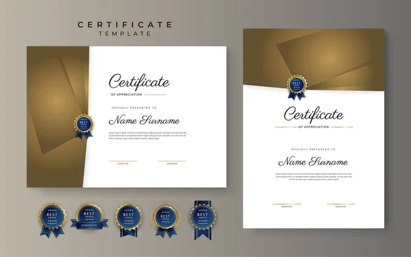 Certificado Ouro Premium Modelo Fronteira Realização Com Crachá Luxo Padrão — Vetor de Stock
