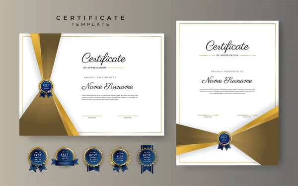 Premium Gold Certificate Achievement Border Template Luxury Badge Modern Line — Archivo Imágenes Vectoriales