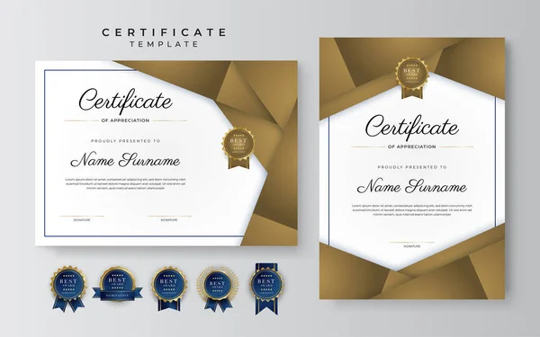 Premium Gold Certificate Achievement Border Template Luxury Badge Modern Line — Wektor stockowy