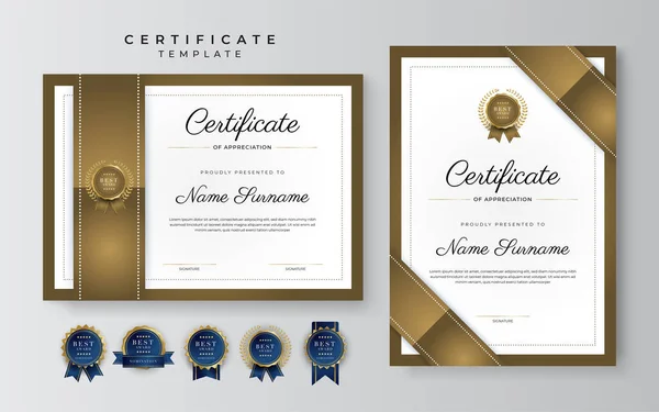 Premium Gold Certificate Achievement Border Template Luxury Badge Modern Line — Wektor stockowy