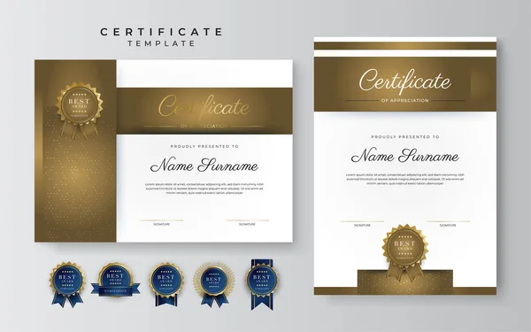 Premium Gold Certificate Achievement Border Template Luxury Badge Modern Line — Stockvector
