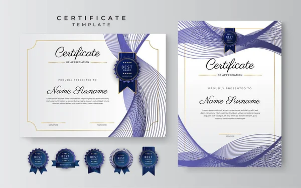 Purple Violet Neon 2022 Certificate Achievement Border Template Luxury Badge — Stock Vector