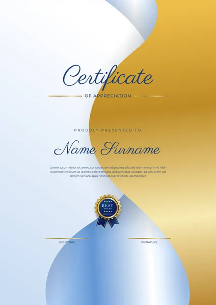 Plantilla Certificado Azul Moderno Frontera Para Premio Diploma Honor Logro — Vector de stock