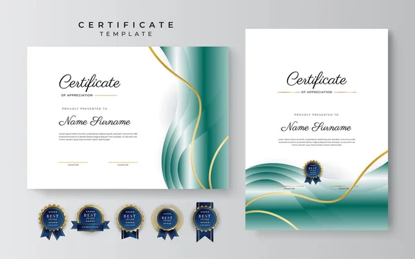 Modern Dark Green Gold Business Certificate Design Template Professional Style — Stock Vector