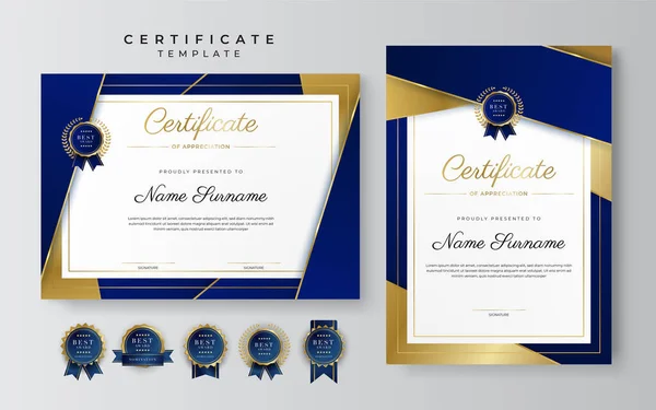 Сучасний Шаблон Синього Сертифіката Кордон Нагородження Диплома Честі Досягнень Випуску — стоковий вектор