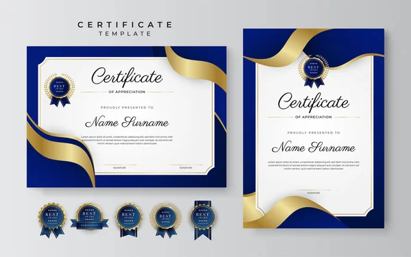 Szablon Granica Nowoczesnego Niebieskiego Certyfikatu Wyróżnienie Dyplom Honor Osiągnięcia Dyplom — Wektor stockowy