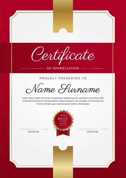 Modern Elegant Rood Goud Diploma Certificaat Template Ontwerp — Stockvector