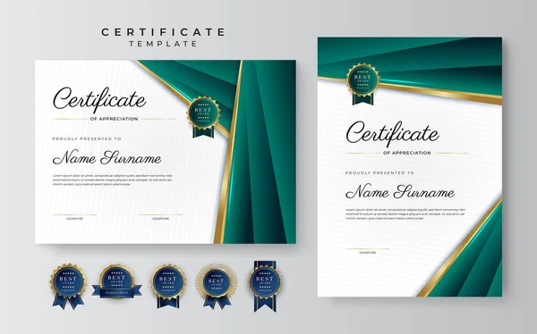 Modèle Moderne Conception Certificat Entreprise Vert Foncé Dans Style Professionnel — Image vectorielle