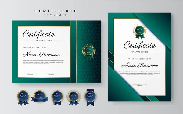 Modern Dark Green Gold Business Certificate Design Template Professional Style — Stock Vector