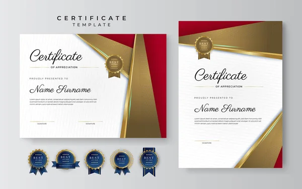 Certificado Oro Premium Plantilla Frontera Logro Con Insignia Lujo Patrón — Archivo Imágenes Vectoriales