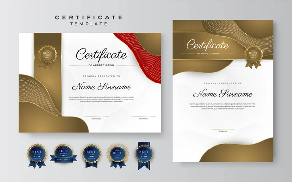 Premium Gold Certificate Achievement Border Template Luxury Badge Modern Line — ストックベクタ