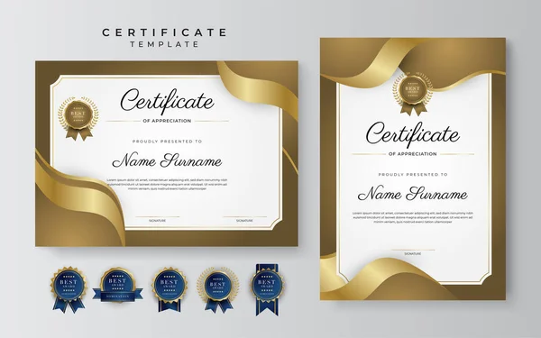 Premium Gold Certificate Achievement Border Template Luxury Badge Modern Line — Wektor stockowy