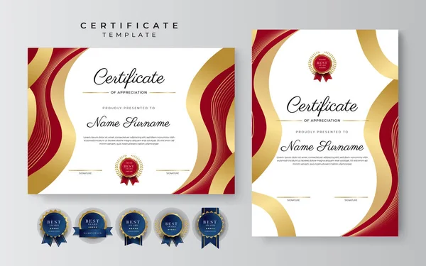 Modern Elegant Rood Goud Diploma Certificaat Template Ontwerp — Stockvector