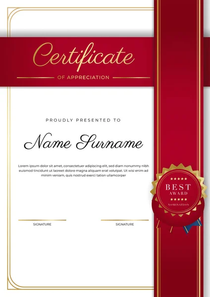 Modern Elegant Rood Goud Diploma Certificaat Template Ontwerp — Stockvector