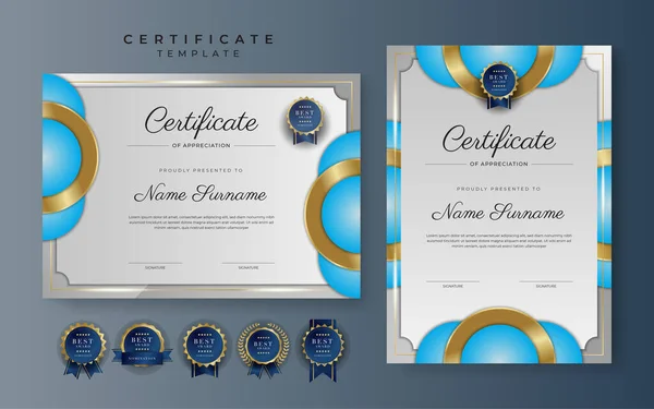Modern Trendy Futuristic Light Blue Certificate Achievement Border Template Luxury — Stock Vector