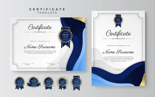 Сучасний Шаблон Синього Сертифіката Кордон Нагородження Диплома Честі Досягнень Випуску — стоковий вектор