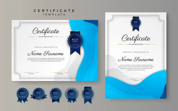 Modern Trendy Futuristic Light Blue Certificate Achievement Border Template Luxury — Stock Vector