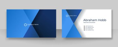 Modern yaratıcı ve temiz mavi kartvizit tasarımı şablonu. Lüks, zarif bir kartvizit tasarımı, modaya uygun basit geometrik dalga çizgileriyle. Vektör illüstrasyonu