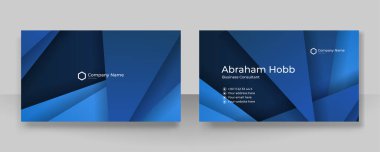 Modern yaratıcı ve temiz mavi kartvizit tasarımı şablonu. Lüks, zarif bir kartvizit tasarımı, modaya uygun basit geometrik dalga çizgileriyle. Vektör illüstrasyonu