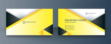 Modern zarif siyah ve sarı kartvizit vektör arkaplanı. Lüks, yaratıcı, cesur, cesur bir kartvizit tasarım şablonu. Vektör illüstrasyonu