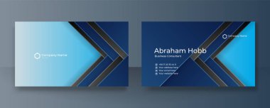 Modern zarif açık mavi ve koyu lacivert kartvizit vektör arkaplanı. Lüks, yaratıcı, cesur, cesur bir kartvizit tasarım şablonu. Vektör illüstrasyonu