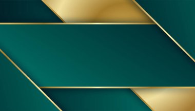Modern koyu yeşil ve altın soyut geometrik dalga eğrisi çizgileri sunum tasarımı, afiş, broşür ve kartvizit için arka plan