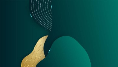 Modern koyu yeşil ve altın soyut geometrik dalga eğrisi çizgileri sunum tasarımı, afiş, broşür ve kartvizit için arka plan