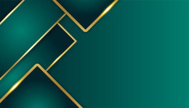 Modern koyu yeşil ve altın soyut geometrik dalga eğrisi çizgileri sunum tasarımı, afiş, broşür ve kartvizit için arka plan