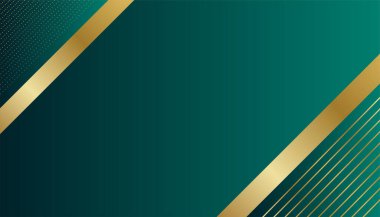 Modern koyu yeşil ve altın soyut geometrik dalga eğrisi çizgileri sunum tasarımı, afiş, broşür ve kartvizit için arka plan