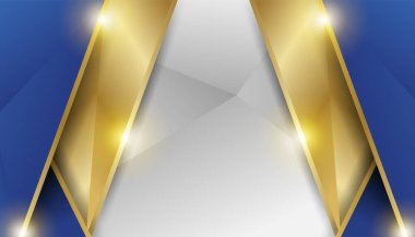 Soyut arkaplan mavi ve altın gradyanı. Modern mavi soyut geometrik dikdörtgen kutu çizgileri sunum tasarımı, afiş, broşür ve kartvizit için arka plan