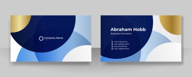 Modern yaratıcı ve temiz mavi kartvizit tasarımı şablonu. Lüks, zarif bir kartvizit tasarımı, modaya uygun basit geometrik dalga çizgileriyle. Vektör illüstrasyonu