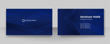 Modern yaratıcı ve temiz mavi kartvizit tasarımı şablonu. Lüks, zarif bir kartvizit tasarımı, modaya uygun basit geometrik dalga çizgileriyle. Vektör illüstrasyonu