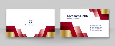 Modern kırmızı altın ve beyaz kartvizit arka planı. Lüks, yaratıcı, cesur, cesur bir kartvizit tasarım şablonu. Vektör illüstrasyonu