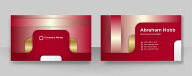 Modern kırmızı altın ve beyaz kartvizit arka planı. Lüks, yaratıcı, cesur, cesur bir kartvizit tasarım şablonu. Vektör illüstrasyonu