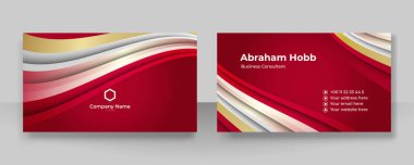 Modern kırmızı altın ve beyaz kartvizit arka planı. Lüks, yaratıcı, cesur, cesur bir kartvizit tasarım şablonu. Vektör illüstrasyonu