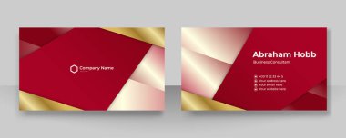 Modern kırmızı altın ve beyaz kartvizit arka planı. Lüks, yaratıcı, cesur, cesur bir kartvizit tasarım şablonu. Vektör illüstrasyonu