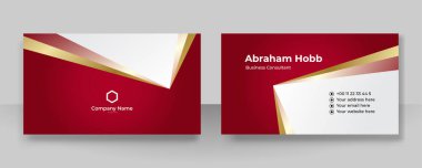 Modern kırmızı altın ve beyaz kartvizit arka planı. Lüks, yaratıcı, cesur, cesur bir kartvizit tasarım şablonu. Vektör illüstrasyonu
