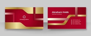Modern kırmızı altın ve beyaz kartvizit arka planı. Lüks, yaratıcı, cesur, cesur bir kartvizit tasarım şablonu. Vektör illüstrasyonu