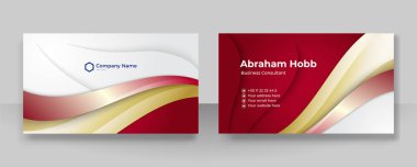 Modern kırmızı altın ve beyaz kartvizit arka planı. Lüks, yaratıcı, cesur, cesur bir kartvizit tasarım şablonu. Vektör illüstrasyonu
