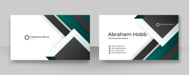 Modern, basit, temiz, koyu yeşil, beyaz ve siyah kartvizit tasarım vektör şablonu ve yaratıcı profesyonel teknoloji kurumsal tarzı.