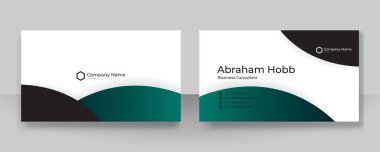 Modern, basit, temiz, koyu yeşil, beyaz ve siyah kartvizit tasarım vektör şablonu ve yaratıcı profesyonel teknoloji kurumsal tarzı.