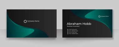 Modern, basit, temiz, koyu yeşil, beyaz ve siyah kartvizit tasarım vektör şablonu ve yaratıcı profesyonel teknoloji kurumsal tarzı.