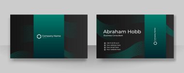 Modern, basit, temiz, koyu yeşil, beyaz ve siyah kartvizit tasarım vektör şablonu ve yaratıcı profesyonel teknoloji kurumsal tarzı.