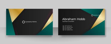 Modern, basit, temiz, koyu yeşil, beyaz ve siyah kartvizit tasarım vektör şablonu ve yaratıcı profesyonel teknoloji kurumsal tarzı.