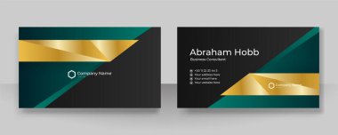 Modern, basit, temiz, koyu yeşil, beyaz ve siyah kartvizit tasarım vektör şablonu ve yaratıcı profesyonel teknoloji kurumsal tarzı.