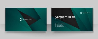 Modern, basit, temiz, koyu yeşil, beyaz ve siyah kartvizit tasarım vektör şablonu ve yaratıcı profesyonel teknoloji kurumsal tarzı.