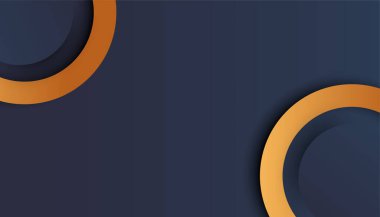 Modern basit üç boyutlu koyu mavi turuncu soyut arkaplan. Kartvizit, sunum arkaplanı, kitapçık, broşür, sertifika, şablon, arkaplan ve pankart tasarımı