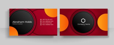 Modern zarif, basit, temiz kırmızı beyaz ve siyah kartvizit tasarım vektör şablonu yaratıcı, profesyonel teknoloji kurumsal tarzı